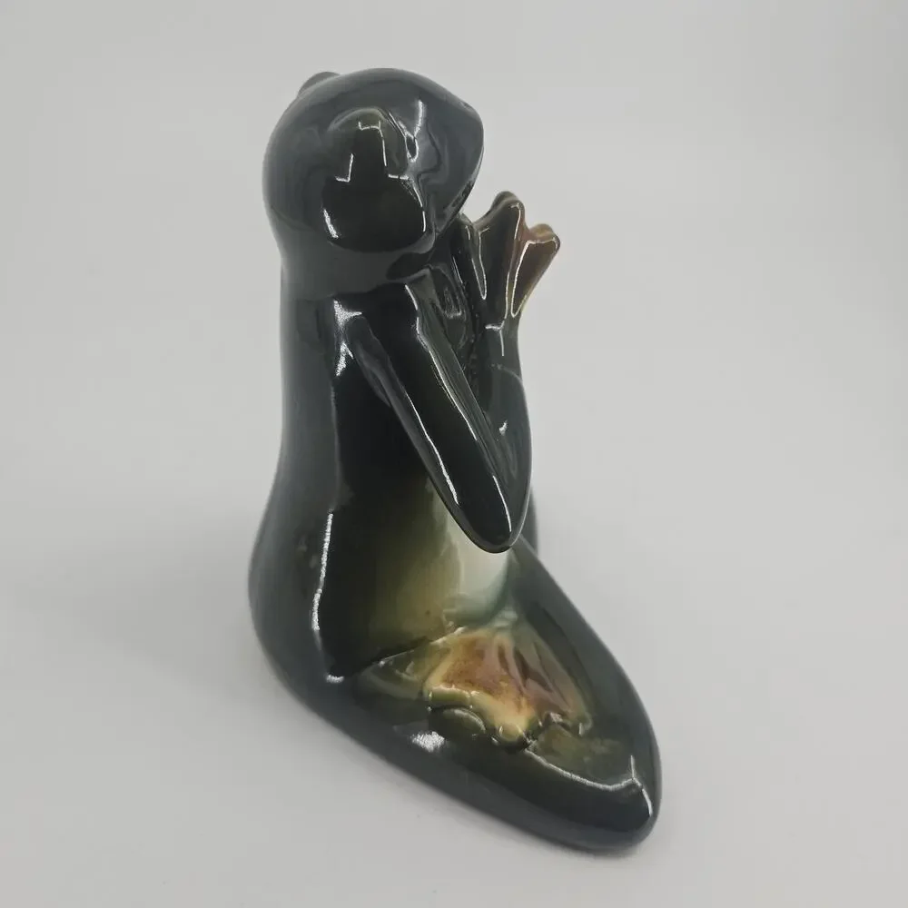 Pier 1 Imports Zen Meditating Yoga Frog Ceramic Figurine Statue Home Decor 7.5